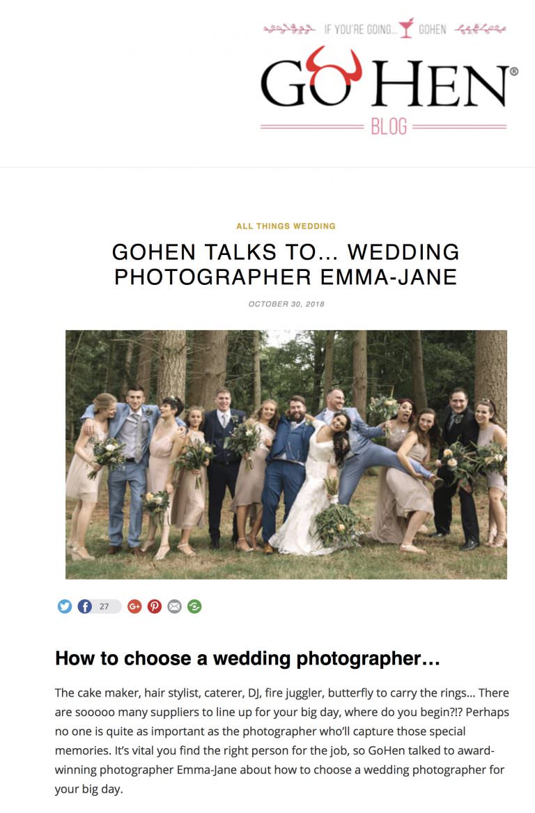 Go Hen Feature: How to choose a wedding photographer